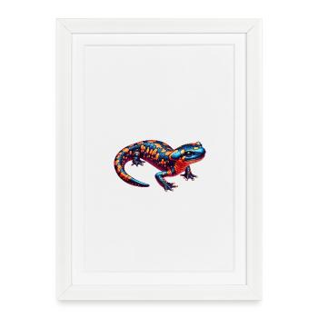 Neon Salamander Kaleidoscope - Framed poster (27 × 37 cm) - white - Front