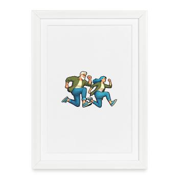 Vivre avec le diabète - Couple noir contourné - Affiche encadrée (27 × 37 cm) - blanc - Devant