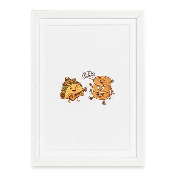 Fête Taco Guitar Pancake - Affiche encadrée (27 × 37 cm) - blanc - Devant