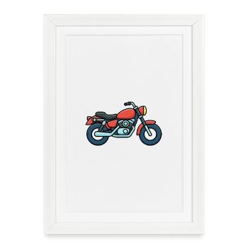 Red Motorcycle Cartoon Style - Framed poster (27 × 37 cm) - white - Front