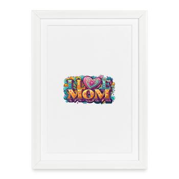 J’aime maman : Lettrage rétro coloré - Affiche encadrée (27 × 37 cm) - blanc - Devant