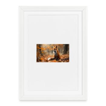 renard en automne - Affiche encadrée (27 × 37 cm) - blanc - Devant