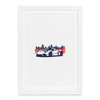 Supercar de course avec un accent rouge - Affiche encadrée (27 × 37 cm) - blanc - Devant