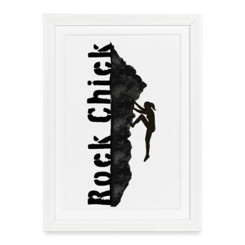 Rock Chick - randonnée, escalade, montagnes Dicton - Affiche encadrée (27 × 37 cm) - blanc - Devant