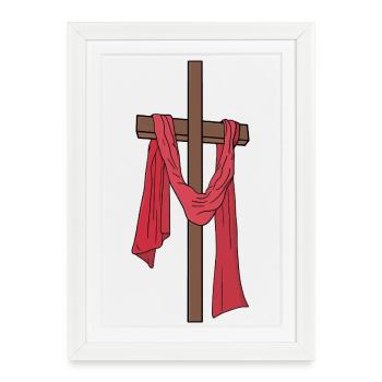 Holy Cross of Jesus Christ with Mantle - Framed poster (27 × 37 cm) - white - Front