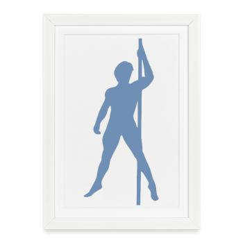 Homme Silhouette Pole Dance Danse Exotique - Affiche encadrée (27 × 37 cm) - blanc - Devant