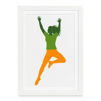Vivid sporty woman dancer as silhouette - Framed poster (27 × 37 cm) - white - Front