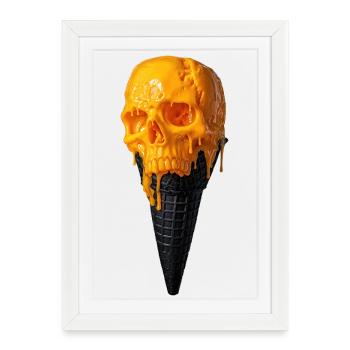 Schmelzender Schädel Eis am Cone - Gerahmtes Poster (27 × 37 cm) - Weiß - Vorne