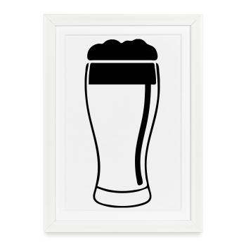 Verre à bière avec mousse luxuriante - Affiche encadrée (27 × 37 cm) - blanc - Devant