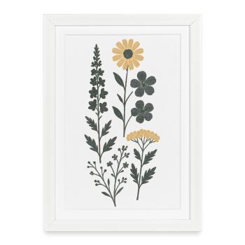 Vintage Bouquet Yellow Blue - Framed poster (27 × 37 cm) - white - Front