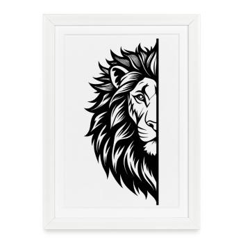 Lion Face - Framed poster (27 × 37 cm) - white - Front