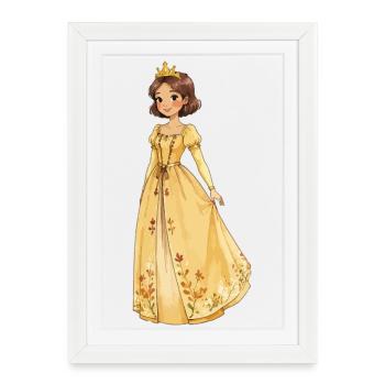 Yellow Princess Robe with Flowers - Framed poster (27 × 37 cm) - white - Front
