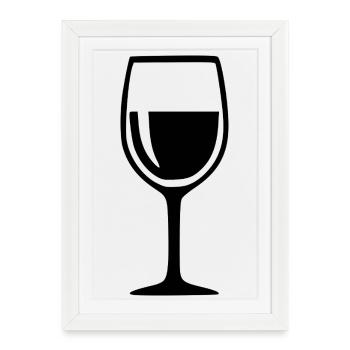 Verre de vin Cadeau de vin Black Grapevine - Affiche encadrée (27 × 37 cm) - blanc - Devant
