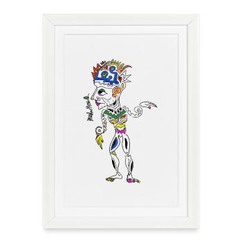 Couronne de masque tribal coloré - Affiche encadrée (27 × 37 cm) - blanc - Devant