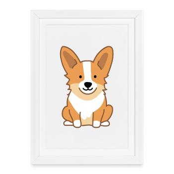 Corgi Dog - Framed poster (27 × 37 cm) - white - Front