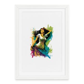 Danse Orientale en Cascades de Couleurs - Affiche encadrée (27 × 37 cm) - blanc - Devant