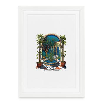 Andalusia Azure Courtyard and Botanical - Framed poster (27 × 37 cm) - white - Front