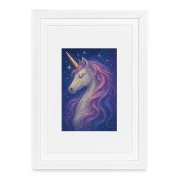 Licorne Magique Violet - Affiche encadrée (27 × 37 cm) - blanc - Devant