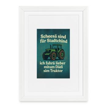 Tracteur de Dädi - Affiche encadrée (27 × 37 cm) - blanc - Devant