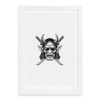 Demon Head and Swords Logo - Framed poster (27 × 37 cm) - white - Front