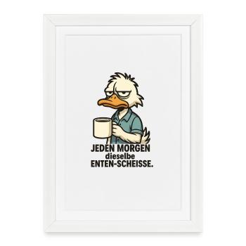 Funny Duck – Dicton anti-matin - Affiche encadrée (27 × 37 cm) - blanc - Devant