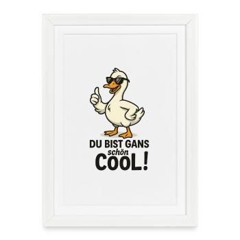 Oie agréable et fraîche – Oie cool avec lunettes de soleil - Affiche encadrée (27 × 37 cm) - blanc - Devant