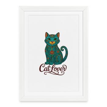 Colorful Cat Design – Chemise Cat Lover - Affiche encadrée (27 × 37 cm) - blanc - Devant