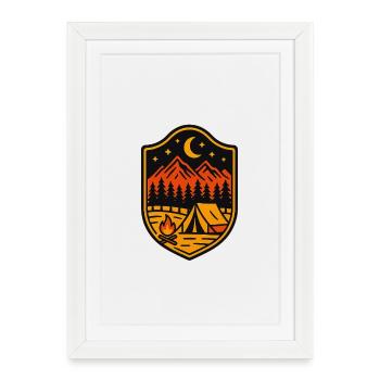 Badge Voyage Nature - Affiche encadrée (27 × 37 cm) - blanc - Devant