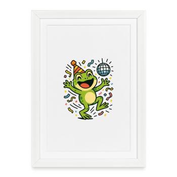Grenouille de fête - Affiche encadrée (27 × 37 cm) - blanc - Devant