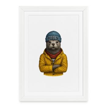 Ours de mer en moin design - Affiche encadrée (27 × 37 cm) - blanc - Devant