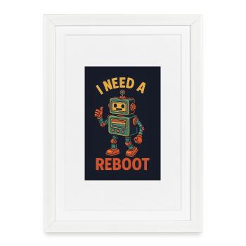 Redémarrer le robot IA rétro - Affiche encadrée (27 × 37 cm) - blanc - Devant