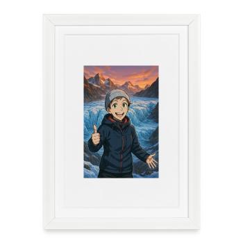 Freudige eisige Wanderung - Gerahmtes Poster (27 × 37 cm) - Weiß - Vorne