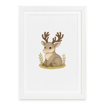 Nordic Forest - Reindeer - Framed poster (27 × 37 cm) - white - Front