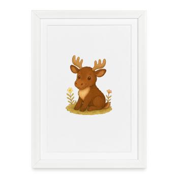 Nordic Forest - Moose - Framed poster (27 × 37 cm) - white - Front