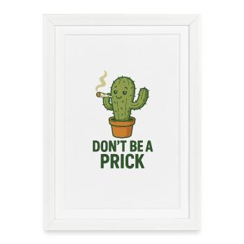 Cactus avec cigare – Diction - Affiche encadrée (27 × 37 cm) - blanc - Devant