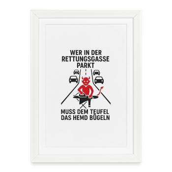 Teufel in der Rettungsgasse: Parking - Framed poster (27 × 37 cm) - white - Front