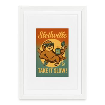 Sloth Slothville - Framed poster (27 × 37 cm) - white - Front