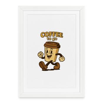 Coffee to go - Gerahmtes Poster (27 × 37 cm) - Weiß - Vorne