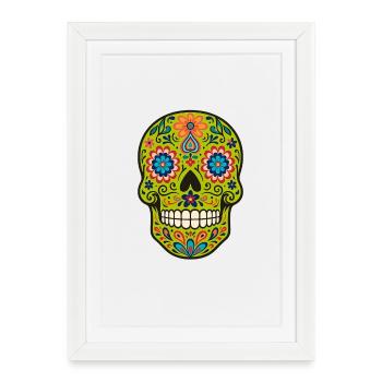 Calavera Loco – Le crâne en sucre sauvage - Affiche encadrée (27 × 37 cm) - blanc - Devant