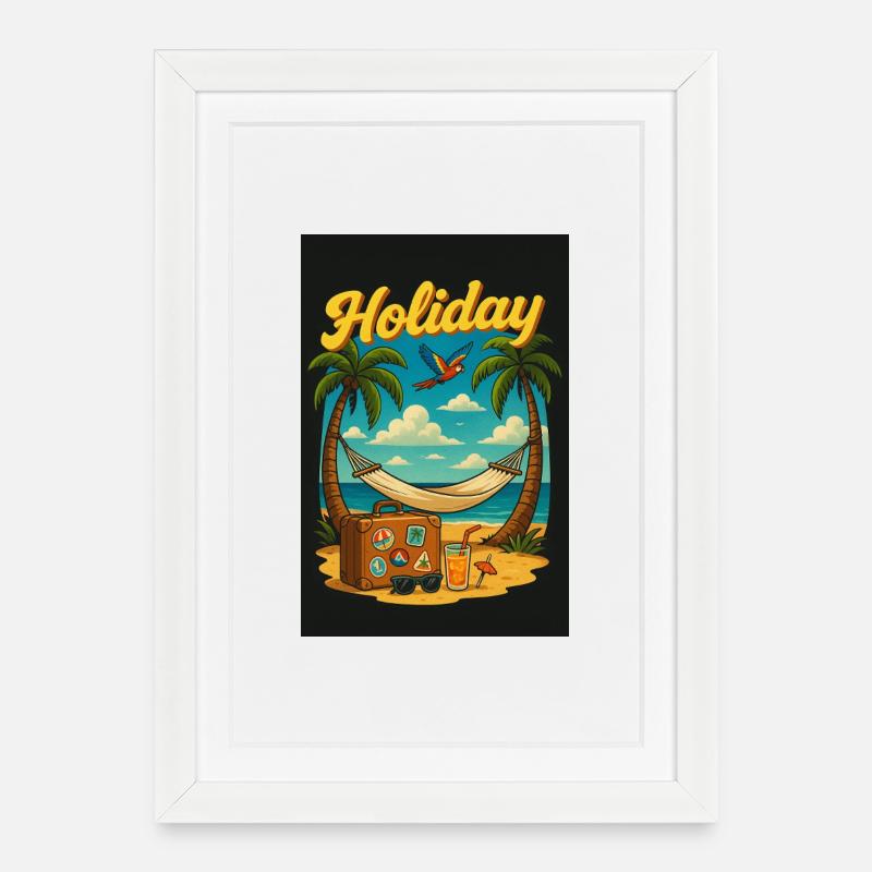 Holiday - Urlaub - Gerahmtes Poster (27 × 37 cm) - Weiß