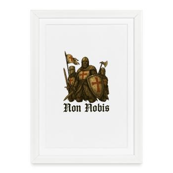 Knights Templar – Non Nobis in Gothic - Framed poster (27 × 37 cm) - white - Front