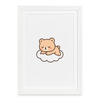 Sleepy kawaii bear - Framed poster (27 × 37 cm) - white - Front
