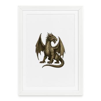 Legendary Dragon Style Engraving - Framed poster (27 × 37 cm) - white - Front