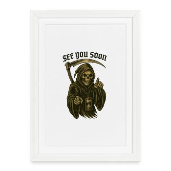 Old school mower – SEE YOU SOON - Framed poster (27 × 37 cm) - white - Front