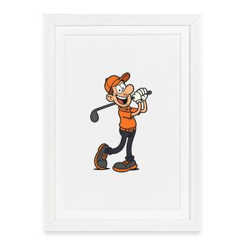 Cartoon Golfer - Male - Framed poster (27 × 37 cm) - white - Front
