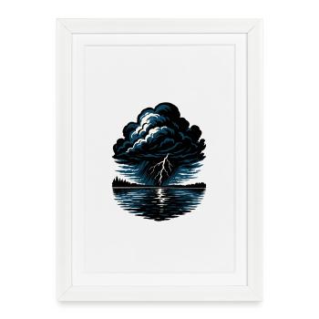 Storm Over the Lake - Framed poster (27 × 37 cm) - white - Front