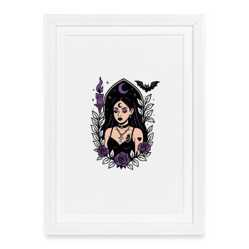 Sorcière gothique violette - Affiche encadrée (27 × 37 cm) - blanc - Devant