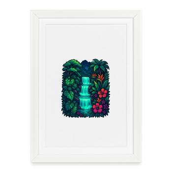 Cascade tropicale - Affiche encadrée (27 × 37 cm) - blanc - Devant