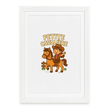 Petite cavalière mignonne - Affiche encadrée (27 × 37 cm) - blanc - Devant
