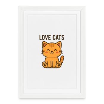 Love Cats! - Gerahmtes Poster (27 × 37 cm) - Weiß - Vorne